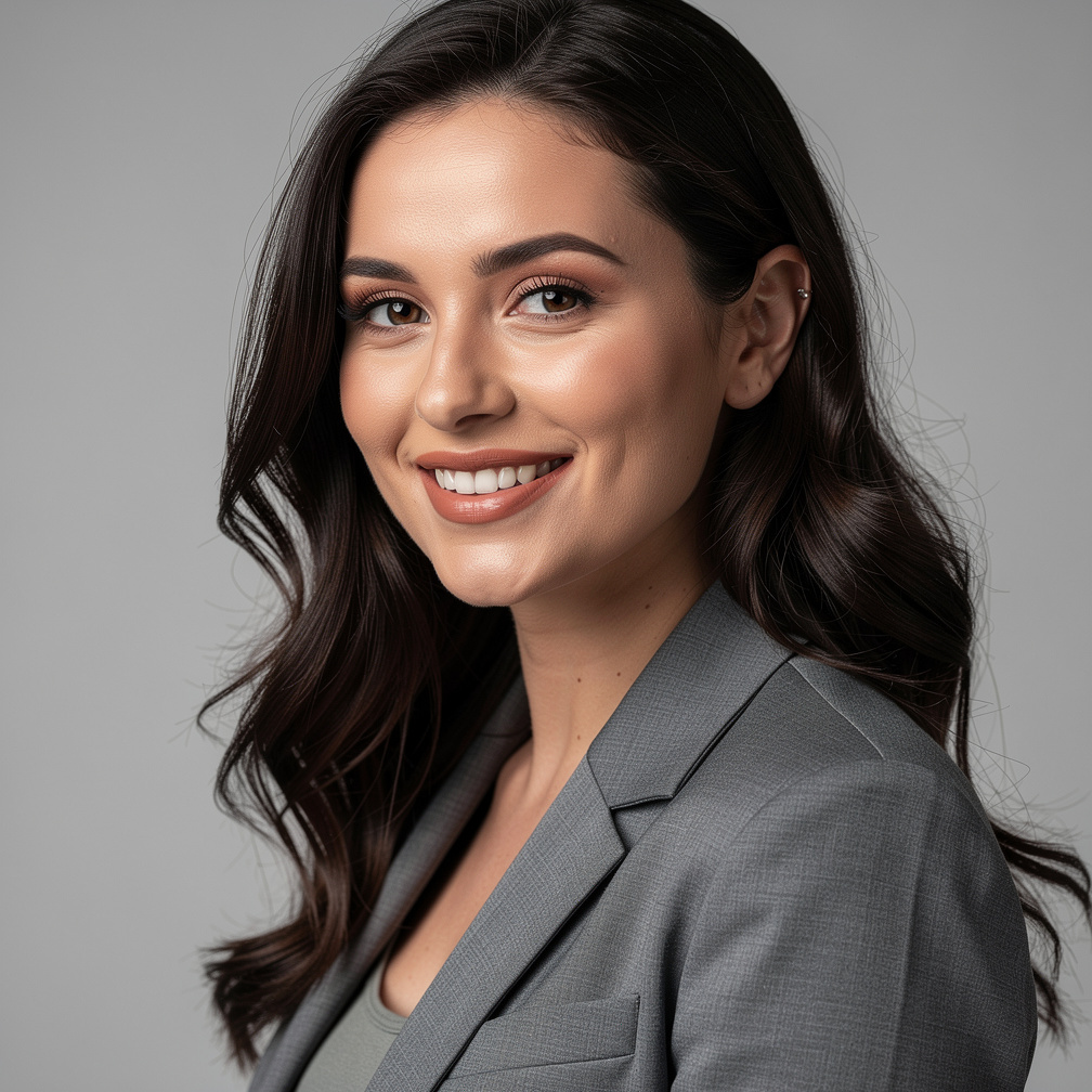 Portrait of a young Croatian woman with dark hair smiling