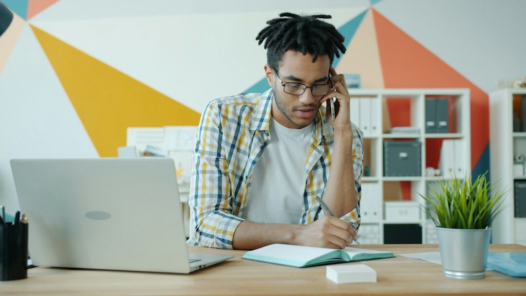 mystery writer at desk plotting